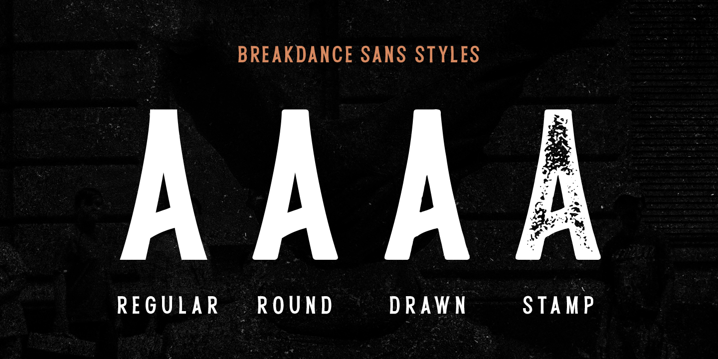 Ejemplo de fuente Breakdance Reborn Serif Stamp